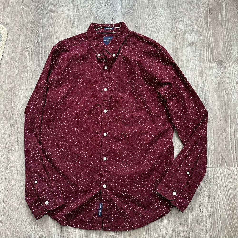 American Eagle Outfitters Red‎ Casual Button Down Shirt for Everyday Wear
